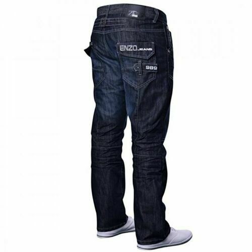 Enzo Jeans 989 Dark Indigo Blue Straight Leg Dark Wash 36