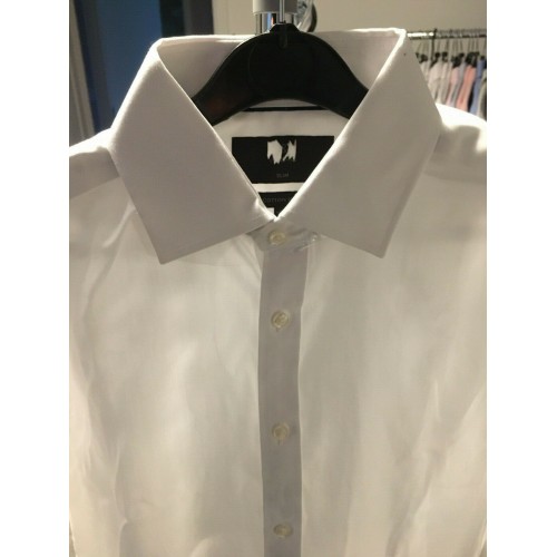 Ex M&s Mens Formal Double Cuff Long Sleeve Shirts  [Collar: 15.5in Fitting: Slim Shirt Style: Collection Pure Cotton Non Iron [DUF20C]]