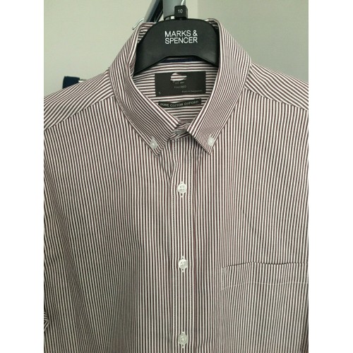 Mens Ex M&s Formal Shirts Seconds Stripe Checked B [Collar & Fitting: Small 36-38