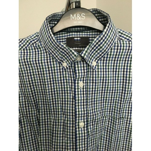 Mens Ex M&s Formal Shirts Seconds Stripe Checked B [Collar & Fitting: L 41-43