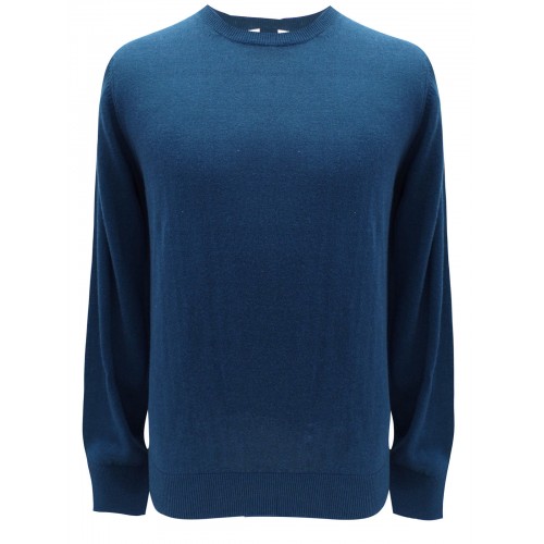 M&s Mens Jumper Crew Neck Cotton Blend Pullovers S [Size: L Main Colour: Petrol Blue]