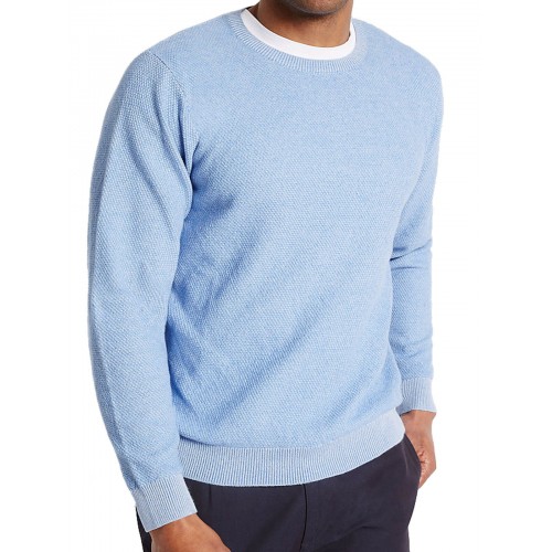 M&s Mens Textured Crew Neck Jumper Knitted Pullove [Size: L Main Colour: Ice Blue]