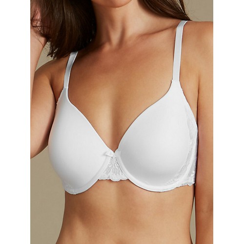 M&s Smoothing Body T Shirt Full Cup Bra Floral Und [Size: 36 Cup: E], Bras  & Bra Sets