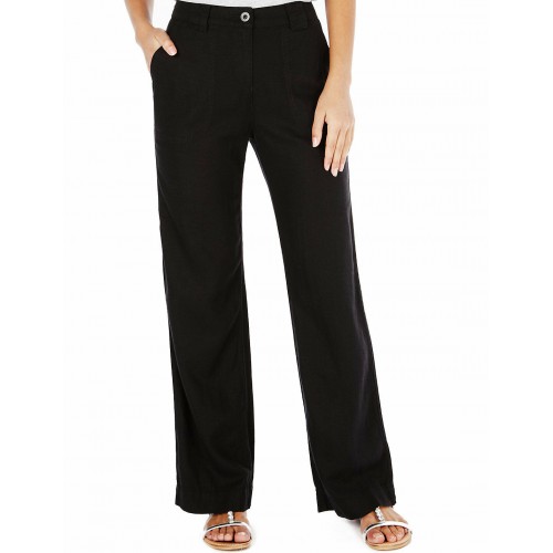 New M&s Ladies Trousers Flat Front/chinos/wide Cot [Trouser Size: 10M Trouser Style: Black Wide Leg]