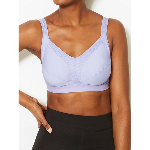 M&S SIZE 32B LILAC HIGH IMPACT PADDED NON-WIRED SUPPORT SPORTS BRA 